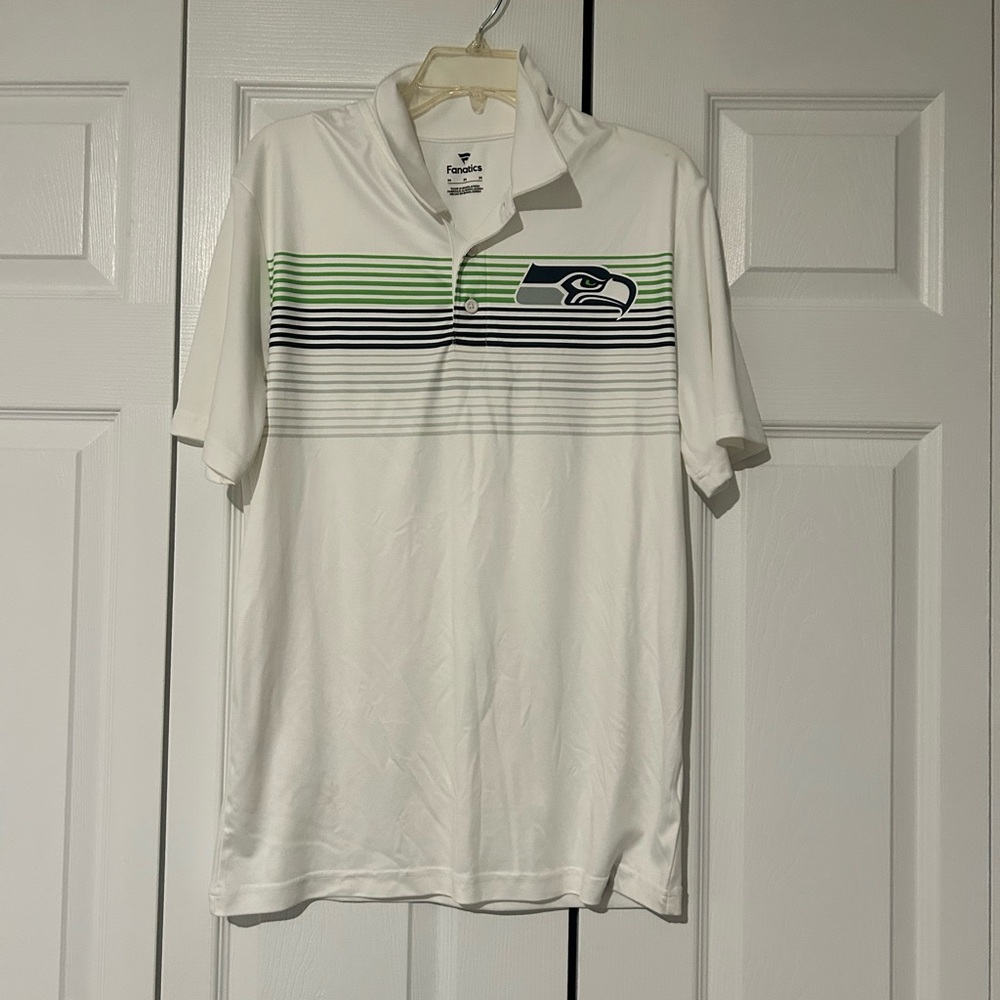 Fanatics Falcons White and Green Striped Polo Shirt